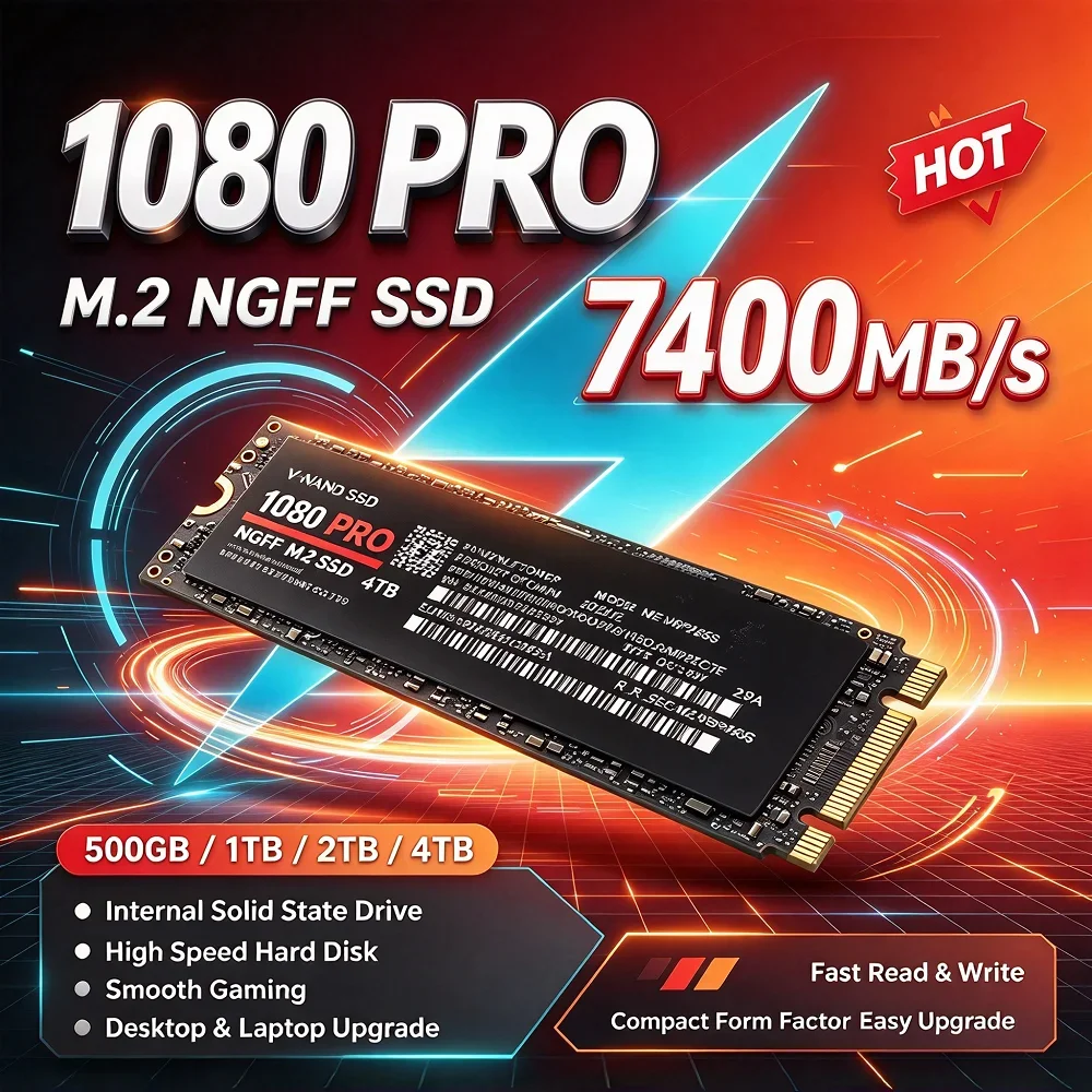 Original 1080PRO M.2 NGFF SSD 1TB 2TB 4TB Internal Solid State Hard Disk High Performance SSD Drive for Gaming Laptop Desktop