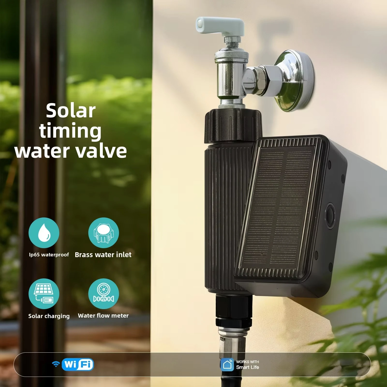 

Solar Smart - Irrigation Valve with Rain Delay Water Shortage Alarm for Garden Farm Irrigation Monitoring Home Outdoor Use