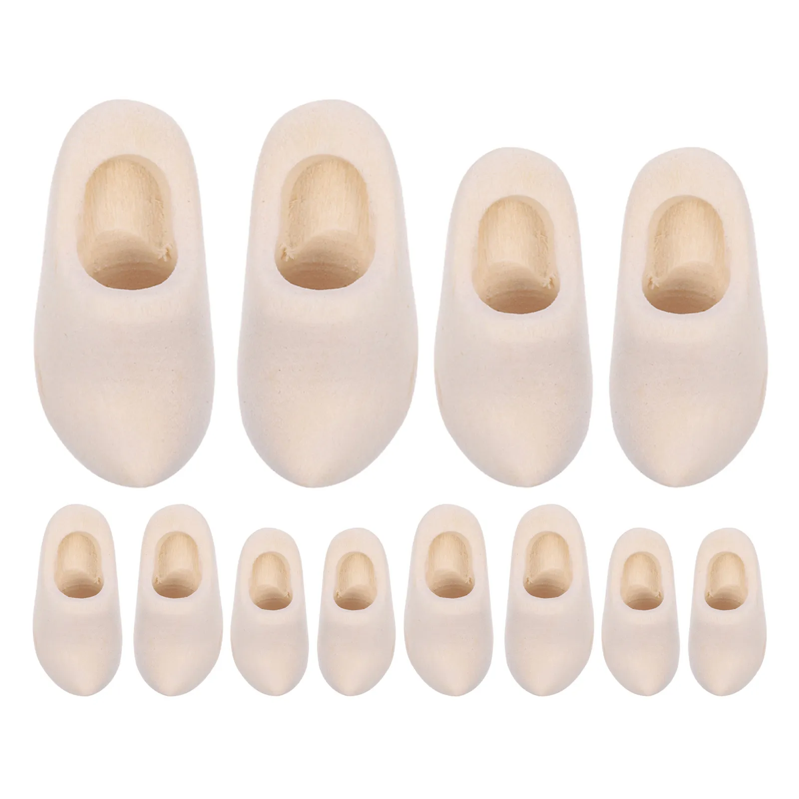 6Pairs Mini Wooden Shoes Miniature Dutch Wood Clogs Unfinished Craft Shoes Mini Dollhouse Accessories 3Cm 4Cm Craft Shoe