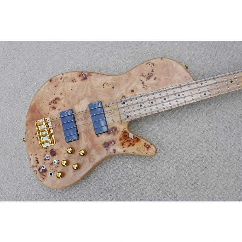 Natural Wood Color Bass 4 Strings Electric Bass Guitar Bass