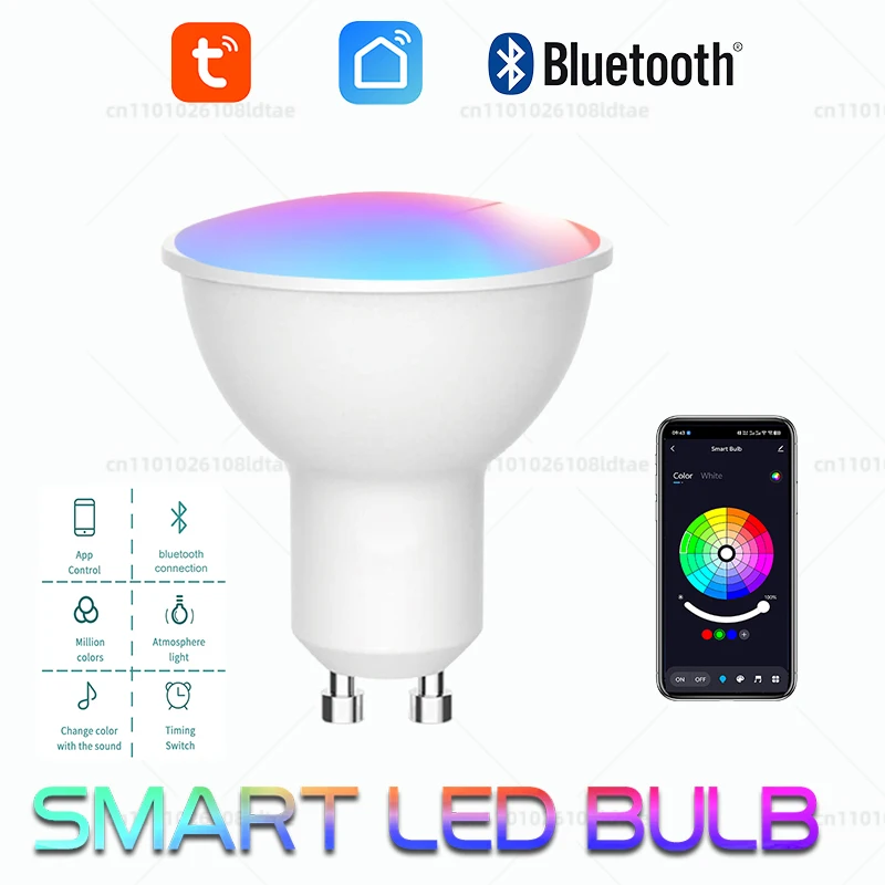 220V Tuya GU10 Lamp Bluetooth RGBCW White Dimmable Led Bulbs Smart Life App Control Spotlight For Home Wall Projection Light