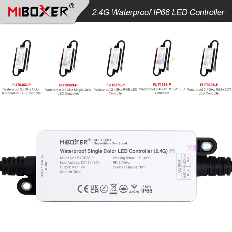 

Miboxer 2,4G FUT036S-P Одноцветный/CCT/FUT037 RGB/RGBW/FUT039S-P RGB + CCT DMX512 светодиодный контроллер освесветильник, водонепроницаемый IP66 12V 24V