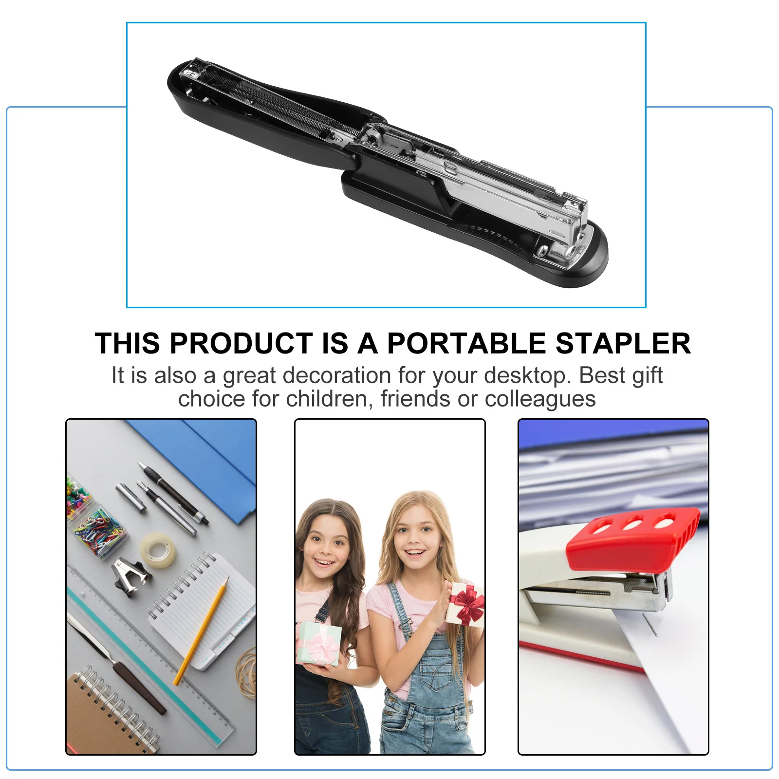 

4 Pcs Stapler Staples Office Supplies Books Stainless Steel Black Paper Stapling Tool Binding Machine School Stationery