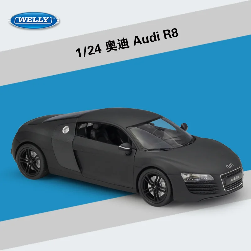 Diecast WELLY Escala 1:24 Audi R8 Simulação Liga Modelo de Carro Brinquedo Colecionável Presente Lembrança Display Ornamento