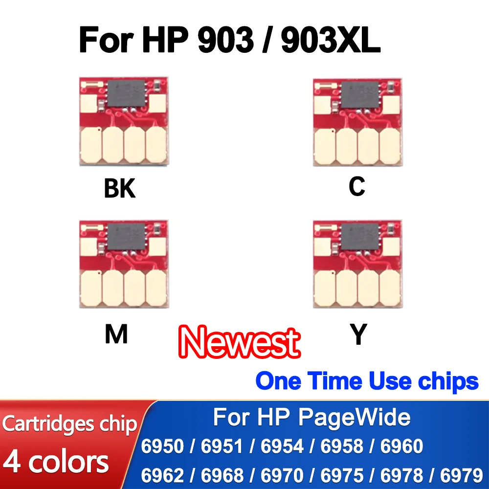 4 Colors Newest For HP903 903 XL 903 Ink Cartridge Chip For HP Officejet 6950 6951 6954 6958 6960 6962 6968 6970 6975 6978 6979