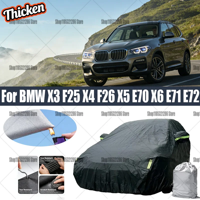 

For BMW X3 F25 X4 F26 X5 E70 X6 E71 E72 Full Car Covers Outdoor Sun Anti UV Rain Snow Dust Protection Oxford Cloth Accessories