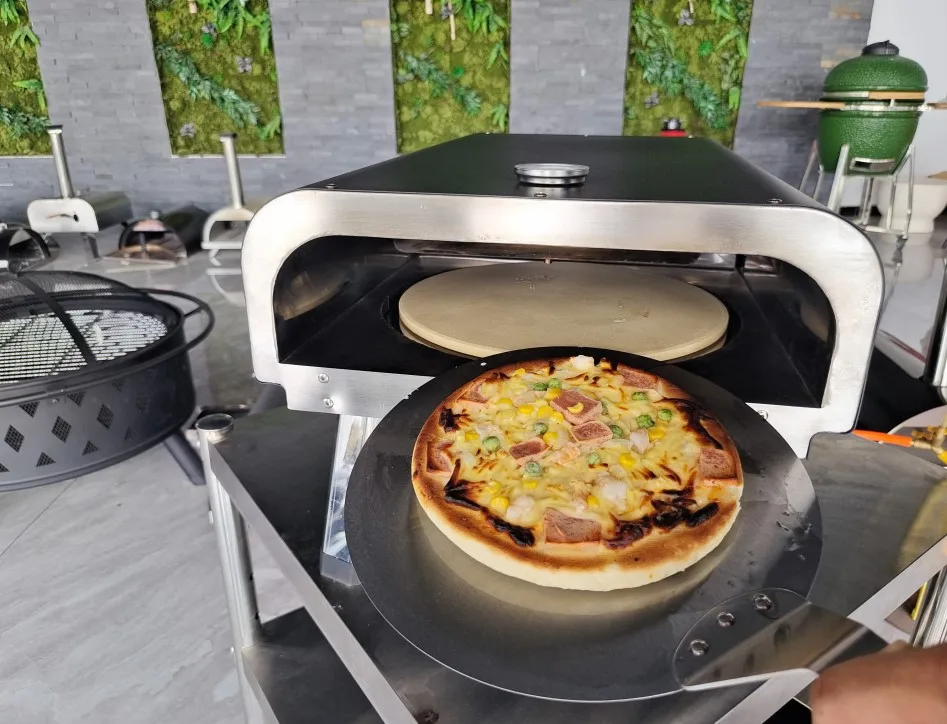 High Quality Stainless Steel Manual Pizza Oven Low Price Mini Built-In Rotate Stone For Outdoor Hotel Or Household Use