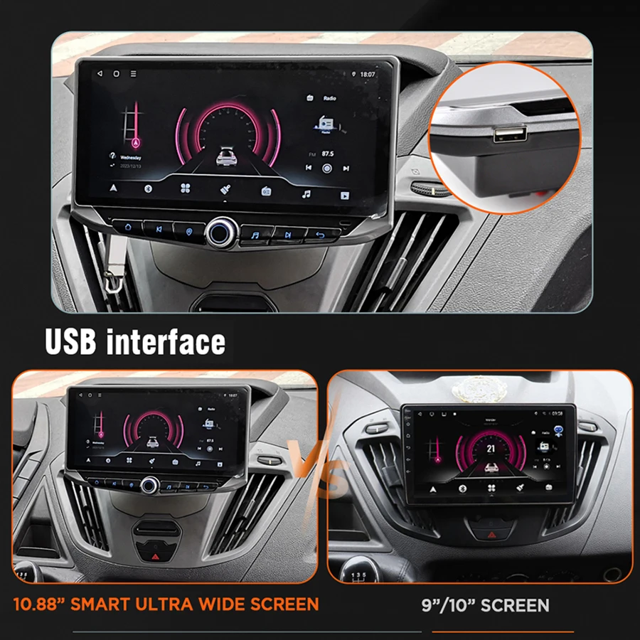 Car Android 14 Video Player For Ford Tourneo Custom Transit Connect Ecosport B-Max Figo KA StereoCarplay Multimedia GPS Carplay