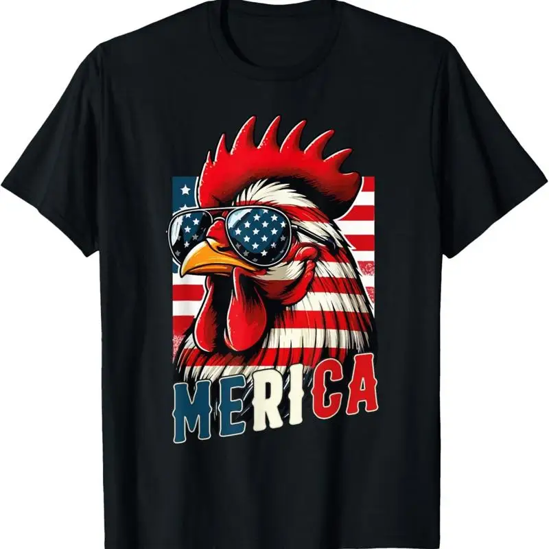 Patriotic Chicken Merica USA Flag Lover 4th of July T Shirt