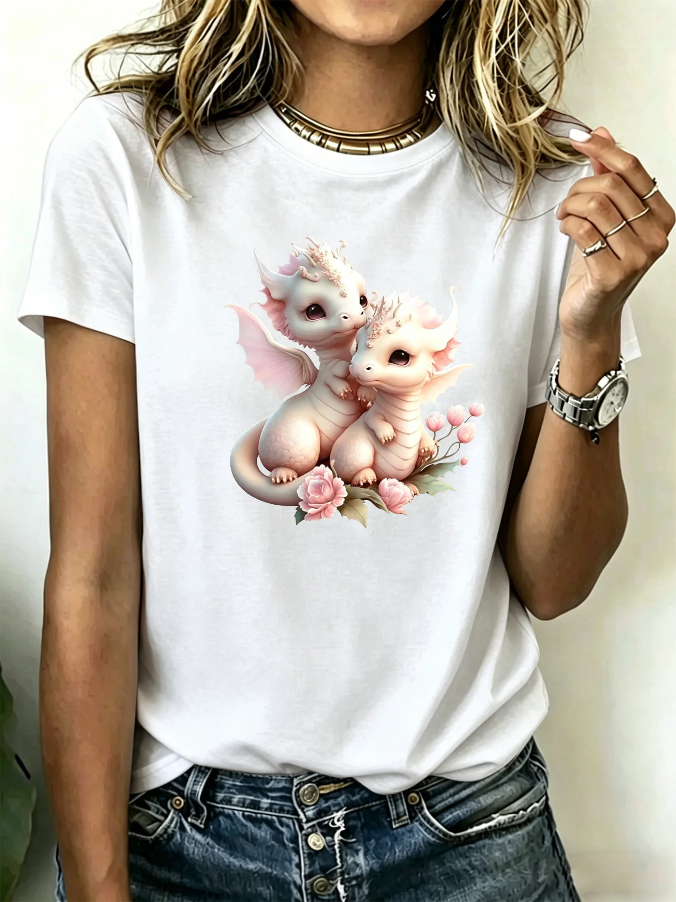 180g pure cotton T-shirts Plus-size women's , comfortable and soft with unique pattern design that is fashionable and trendy