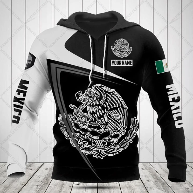 

Customize Mexico Emblem Graphic Unisex Hoodies Men's Fashion Loose Sweatshirts Autumn Pullover Outdoor Streetwear Tops Shirts