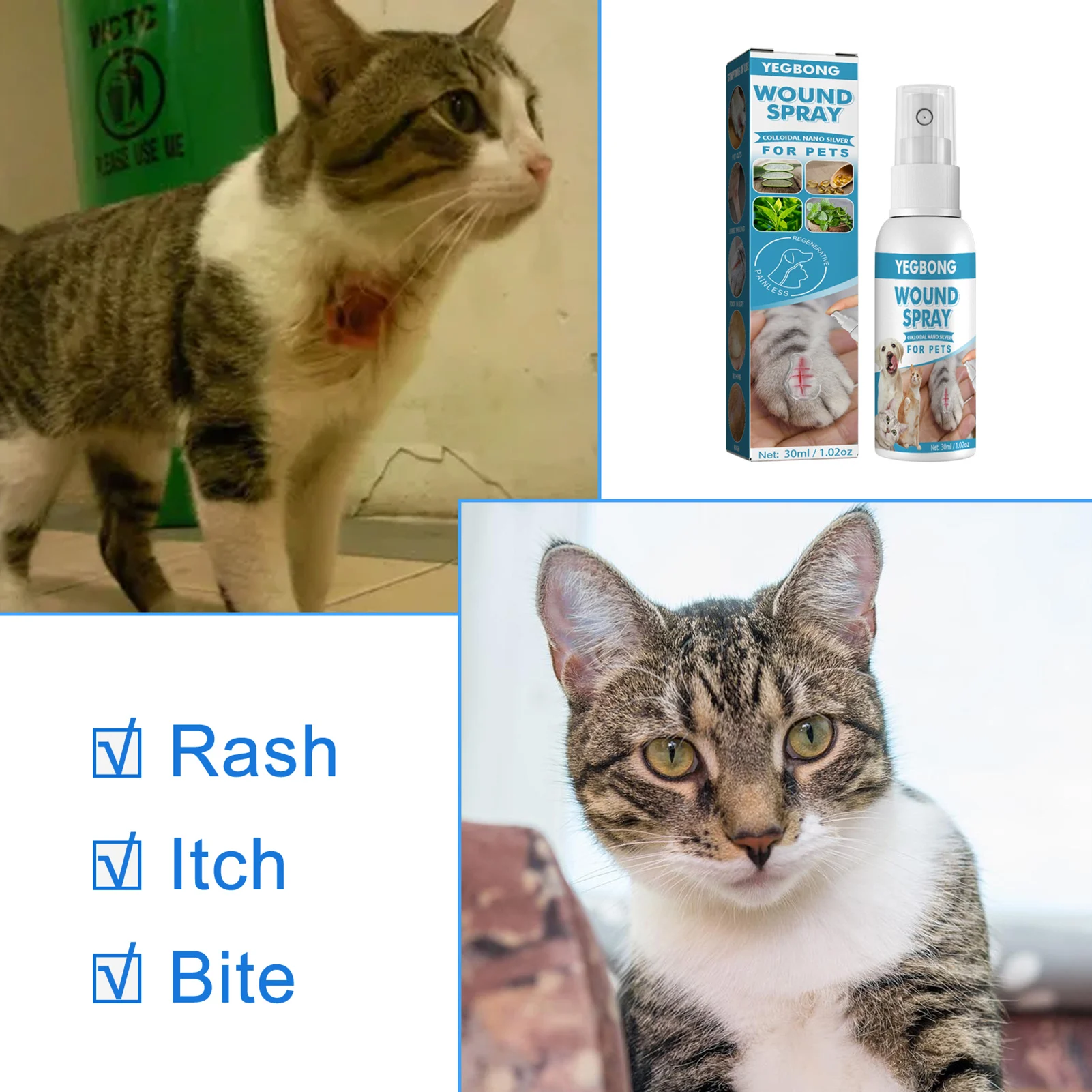 Pet Wound Spray Itch Relief For Sensitive Skin Everyday Care Hot Spots Scratching And Wounds Suitable For Cats Dogs Or Other Pet