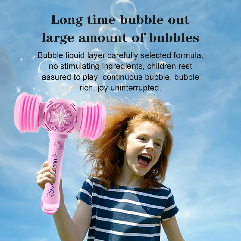 2 In 1 Toy Hammer Automatic Bubble Machine, Princess Toys, For Girls Over Three Years Old Outdoor Party Toys (No Batteries And B