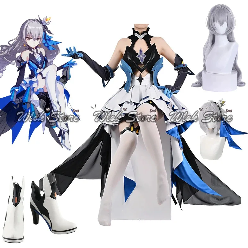 

Игра Honkai Impact 3 Броня, костюмы для косплея, женское сексуальное платье для девочек, боевая форма, костюм, полный комплект, парик для вечеринки на Хэллоуин и обувь