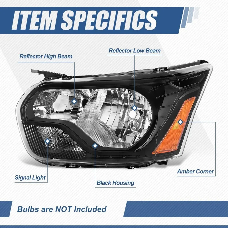 home.Headlights Assembly Compatible with 2016-2023 Ford Transit 150 250 350,FO2502356 FO2503356, Black Housing Amber Corner