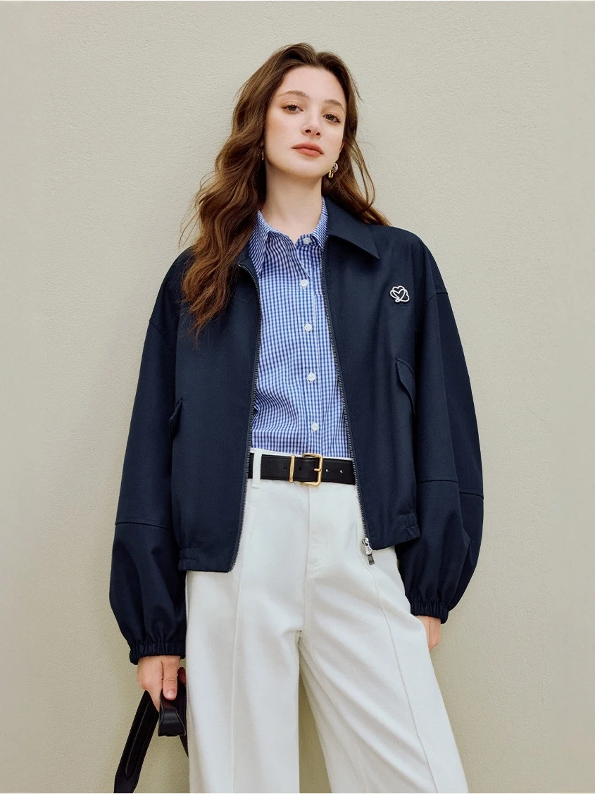 retro-collar-ort-jaet-women's-loose-casual-irt-top-trendy-spring-autumn-new-sle-versatile-collar-zipper-closure