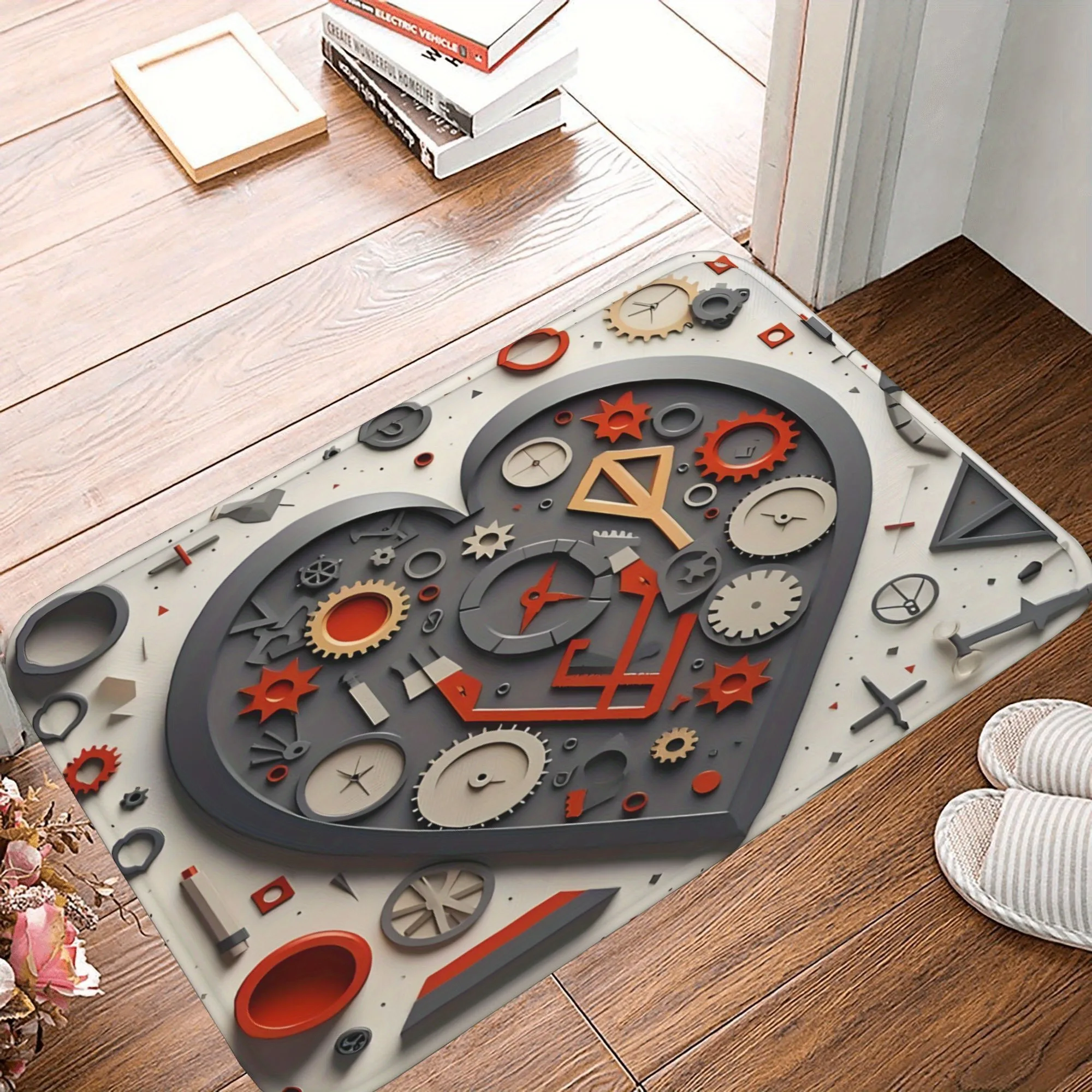 

1PC Steampunk Heart Kitchen Rug Non-Slip Door Mat Pop design Bathroom Rug Bath Mat Carpet for Home Sink Laundry ecoreeree