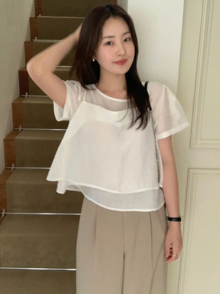 

Women's round Ne Bubble Sve irt Chiffon Top Layered Wear Design Spring Autumn Winter ort Sve Regular Fit Blouse
