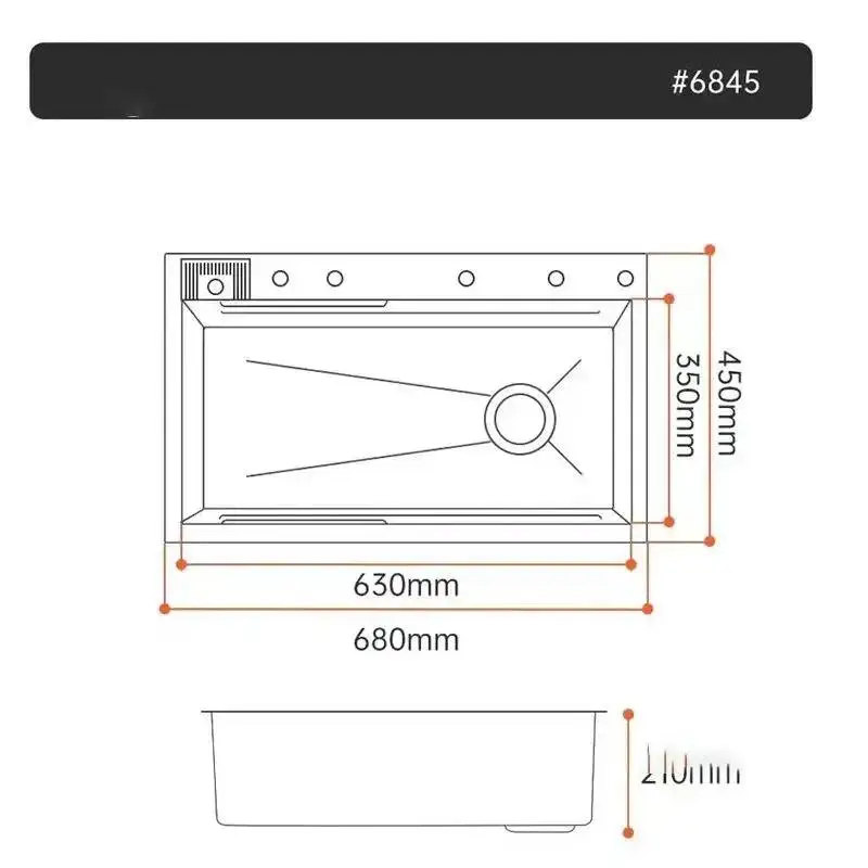 

Creative Thickened 304 Stainless Steel Sink Waterfall Kitchen Sink Large Capacity Single Slot Digital Display Dish Washbasin W