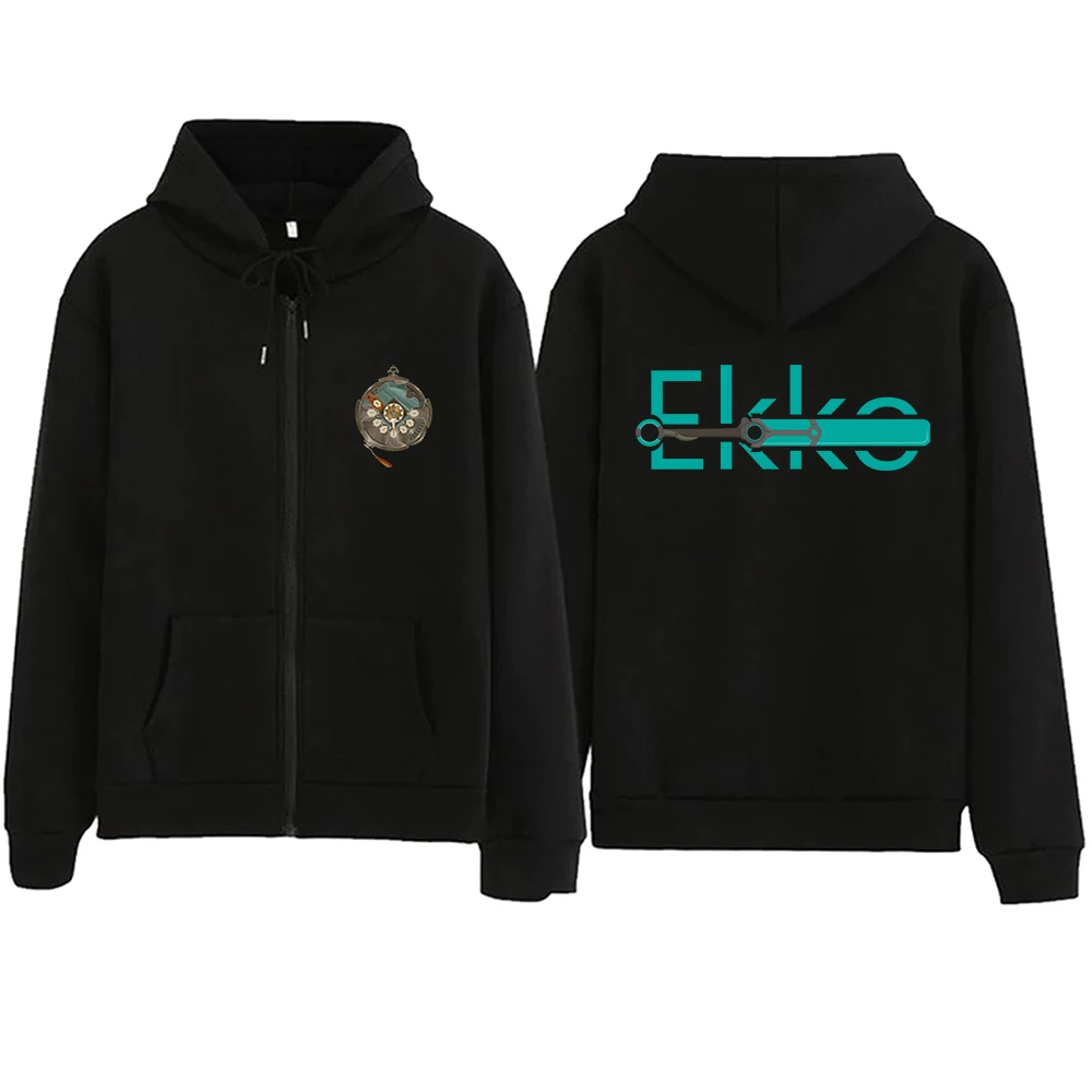 Arcane Ekko Stopwatch & Zero Drive Zipper Hoodie Harajuku Sweatshirt