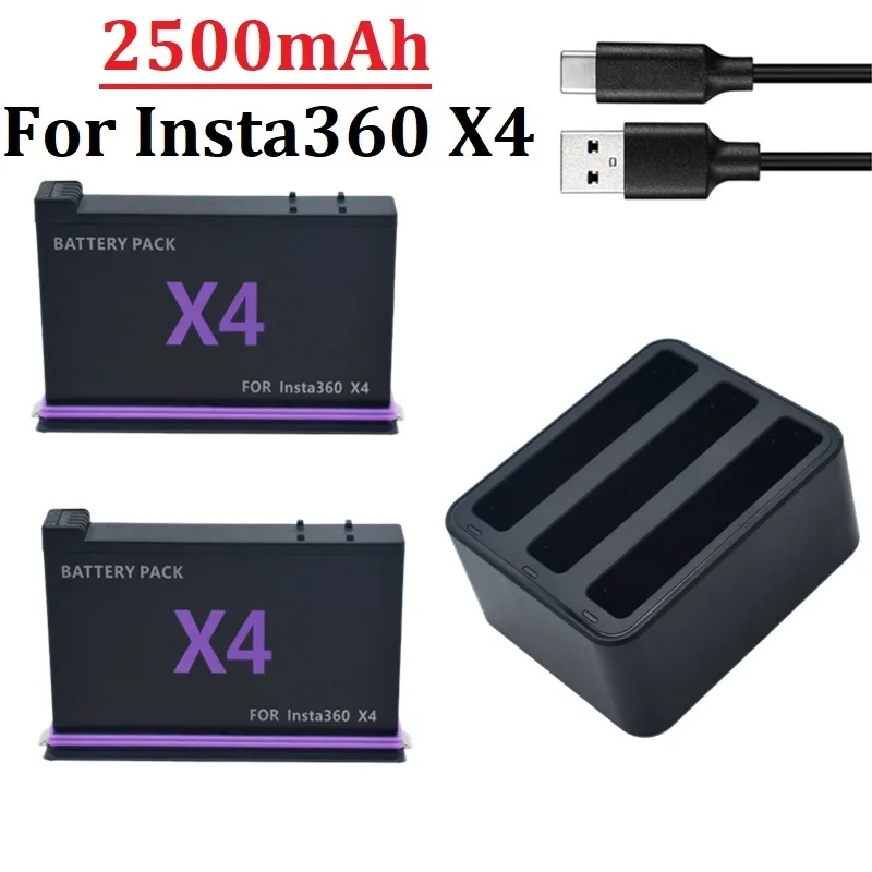 

3.85V rechargeable Battery For Insta 360 X4 2500mah Battery For insta360 One X4 Power Accessories Action camera battery