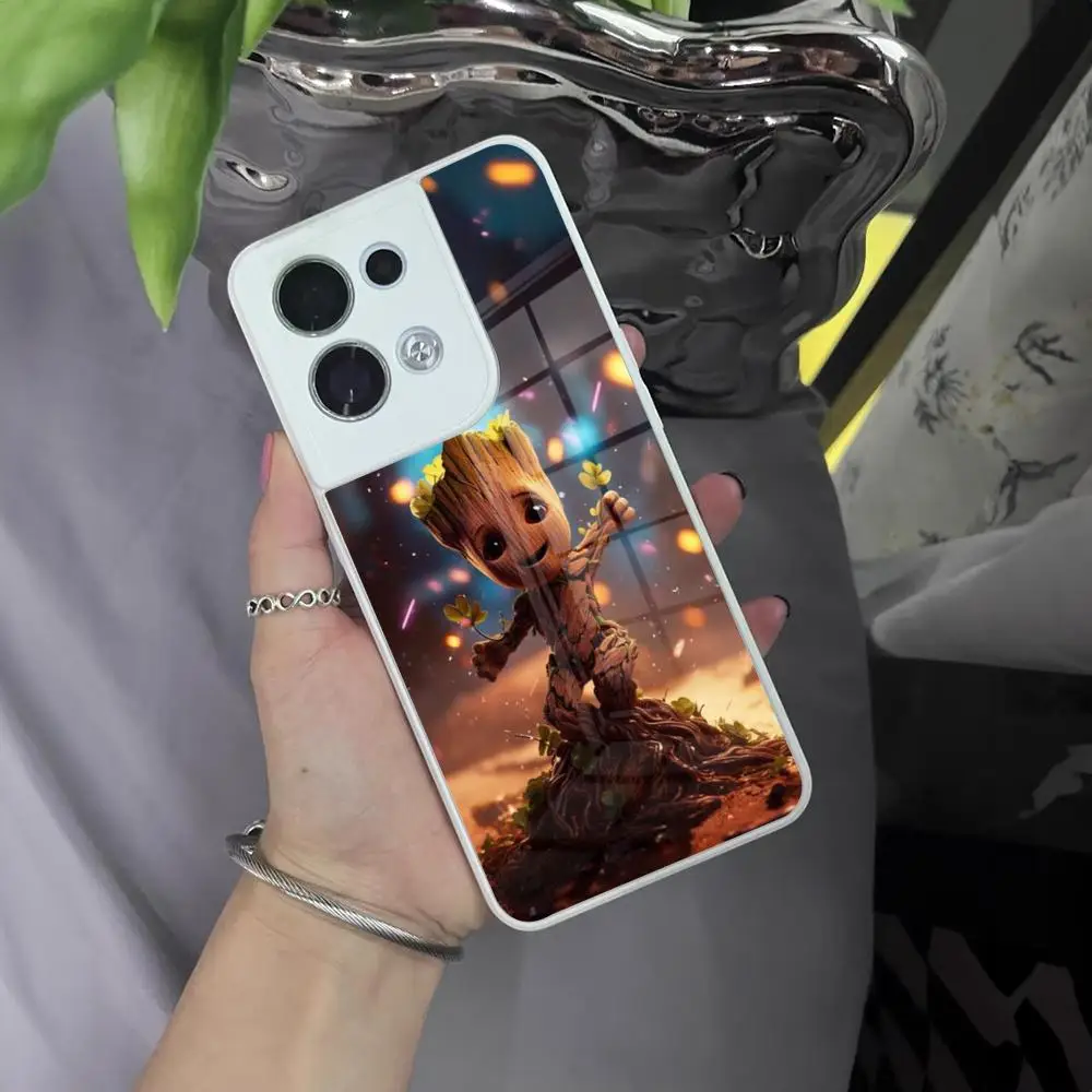 Groot Phone Case For Oppo A15 A54 A55 A94 A92 A93 A95 K9 K7 Reno 5 7 6 4 Find X5 X3 X2 Toughened Glass