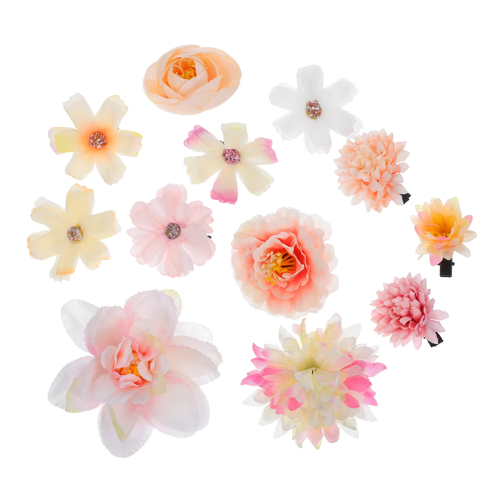 12 fermagli per capelli con fiori, forcine floreali artificiali hawaiane, accessori decorativi per capelli in stile bohémien per le donne estive