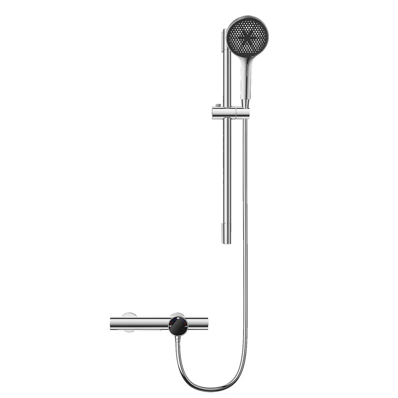 

Simple shower full copper plating color, shower booster nozzle, modern home, bath set