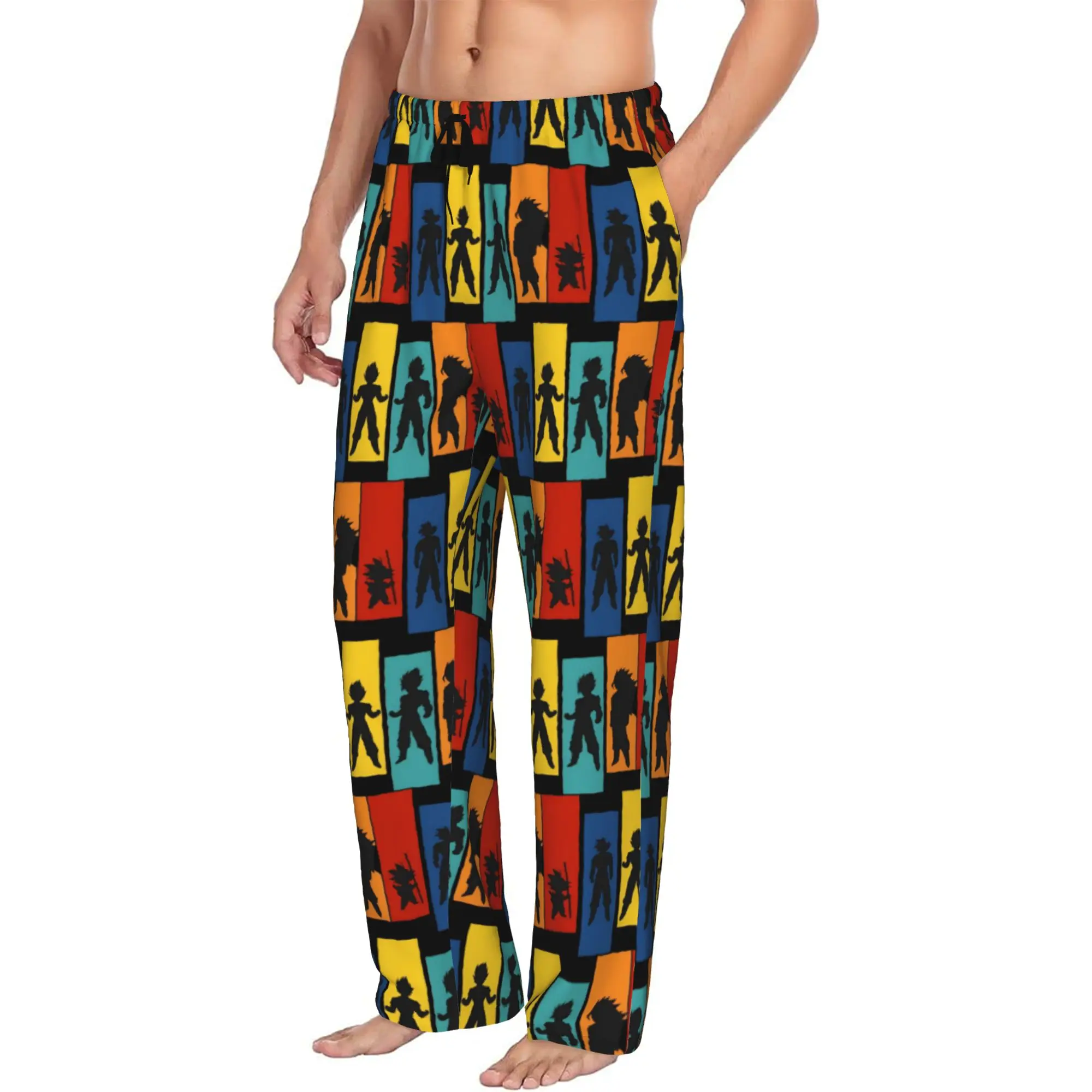 Pantalones de Pijama Personalizados con Estampado de Dragon Ball Z Goku para Hombre, Ropa de Dormir con Bolsillos