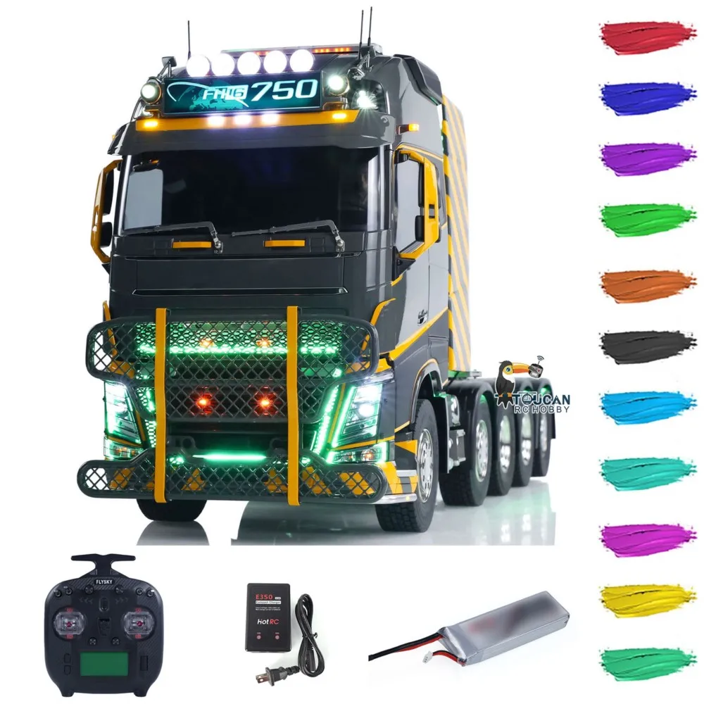 Unitru 02 1/14 FH16 Radiografisch Bestuurbare Trekker 10x10 Metalen Chassis RTR RC Truck Model ST8 Radio Rook Licht 3 Versnellingen Voertuig