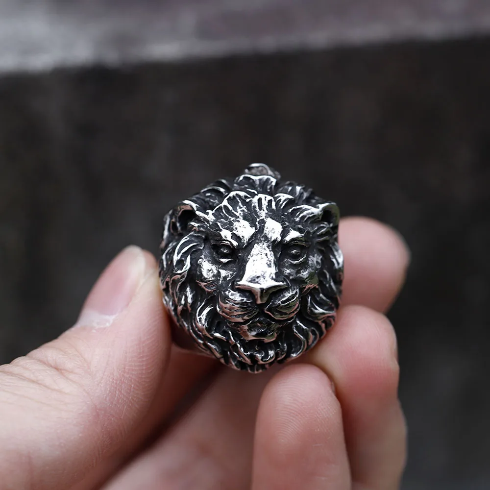 2022 NEW Men\'s 316L stainless-steel rings Dropshipping Fierce lion animal gothic punk Motorcycl Jewelry Gifts free shipping