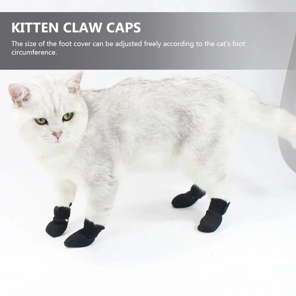 4pcs Pet Claw Cap Recovery Feet Protector Breathable Mesh Pet Feet Cover Anti Scratch Paw Caps Cat Socks After Surgery Protector