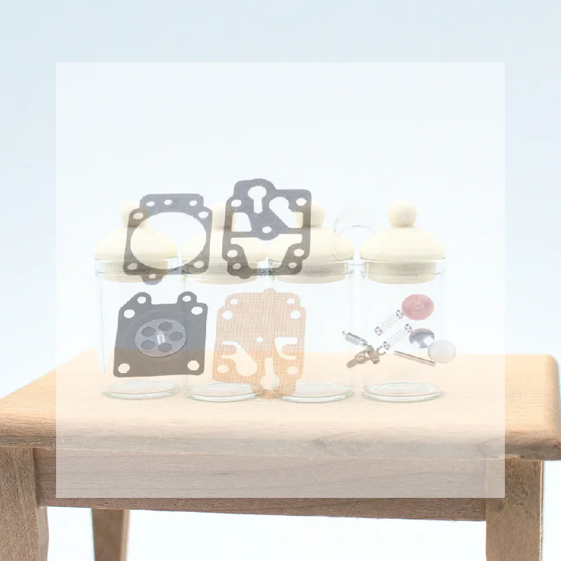 4Pcs 1/12 Dollhouse Clear Glass Jar Dollhouse Miniature Kitchen Storage Bottles Dolls House Decoration Accessories