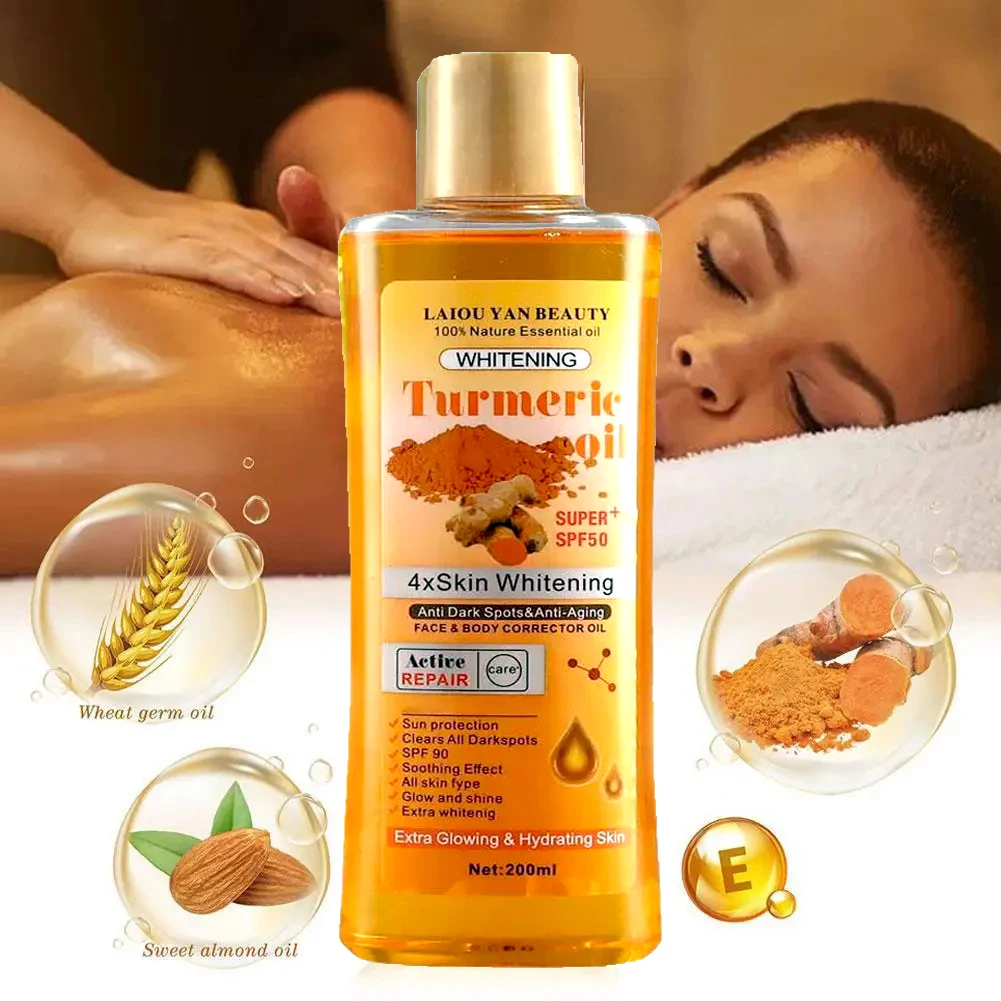 200ml Turmeric Oil Face Brightening Essential Oil Ginger Deep Hydration Moisturizing Smoothing Body Serum Oil Skin Care