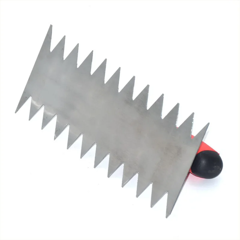 Tile Tool Spatula Putty Knife Stainless Steel Material Both Sides Serration Two-Color Handle Scrape Wall Bricklayer Tool 11 Inch