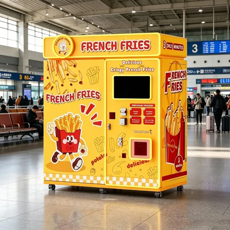 Automatic French Fries Vending Machine Self Service Fast Food Potato Fries Kiosk Touch Screen Cashless Payment Hotels Airports