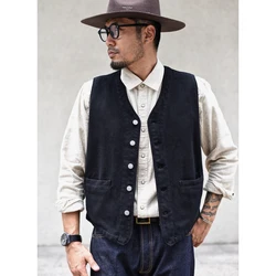 Sauce Zhan Men's Suit Vest Sashiko Vintage Blazer Vest Thick and Durable Waistcoat Regular Fit