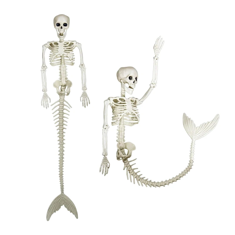 Skelet Zeemeermin Skelet Draagbare Plastic Decoratie Vis Skelet Standbeeld 80Cm Flexibel Halloween Vis Skelet Spookhuis