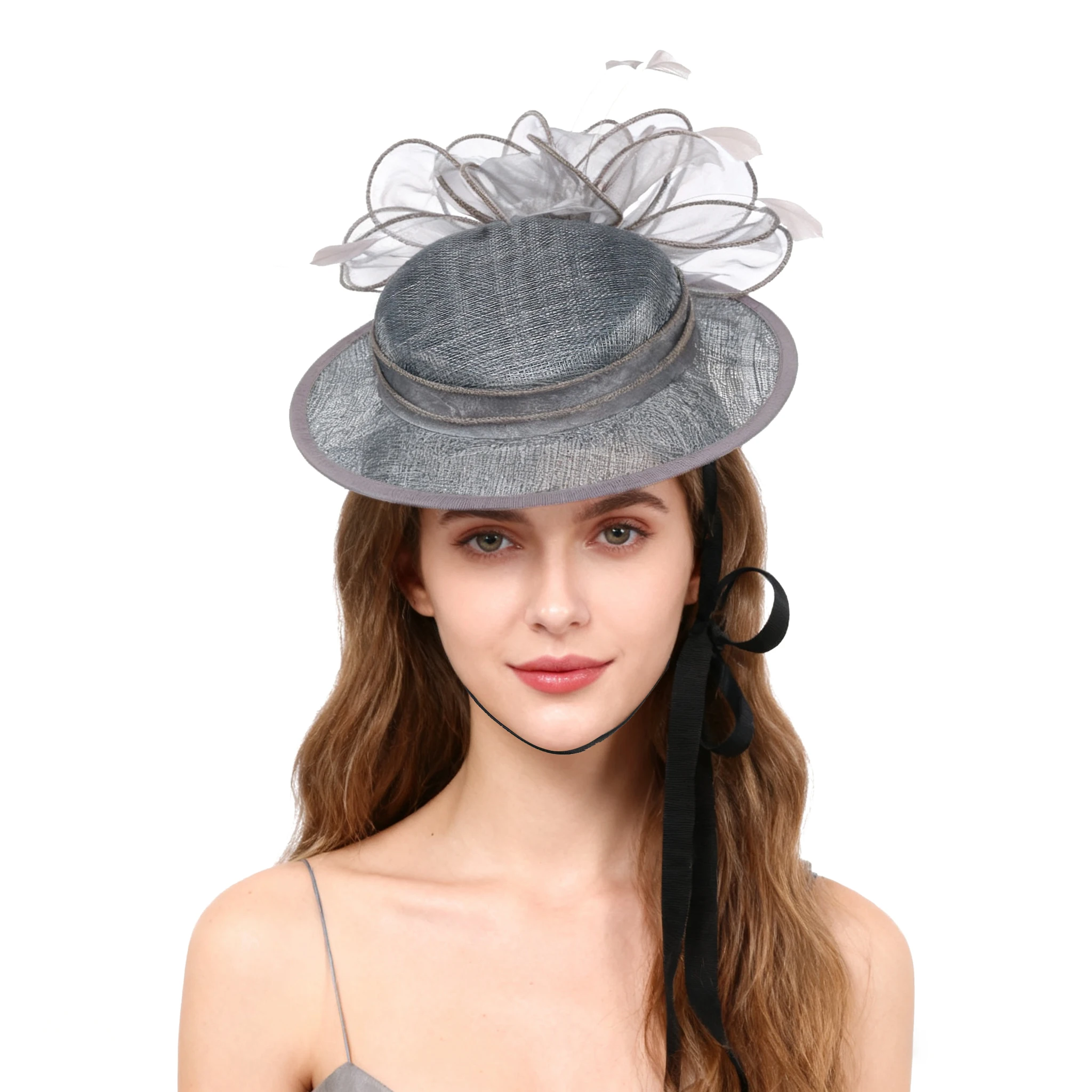 

Luxury Unique Sinamay Fascinator Hat Elegant Women's Style for Wedding Church Kentucky Derby Mother of the Bride, Dainty Ribbon