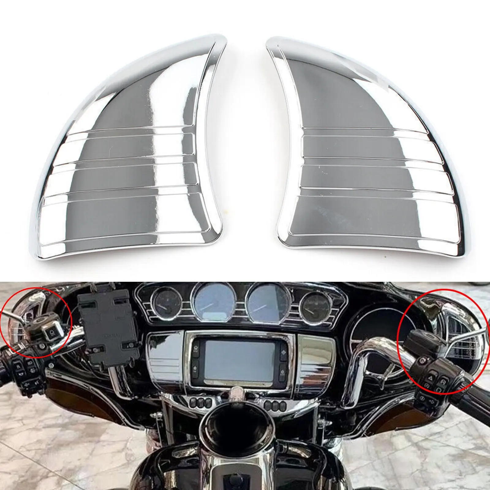 

Motorcycle Batwing Tri-Line Inner Fairing Mirror Cover Plugs Kit For Harley Touring Electra Street Glide CVO FLHX FLHT 2014-2017