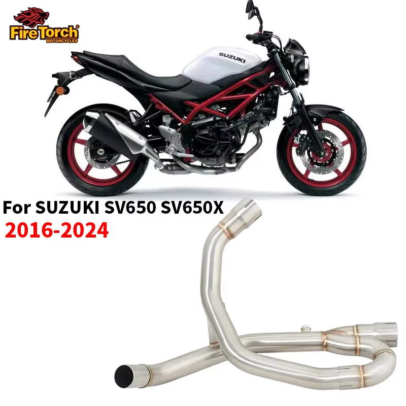 Ponteira de escape Slip-On para SUZUKI SV 650 SV650 X 2016 - 2024, tubo de ligação intermédio modificado para motocicleta, conecta ao escapamento original.