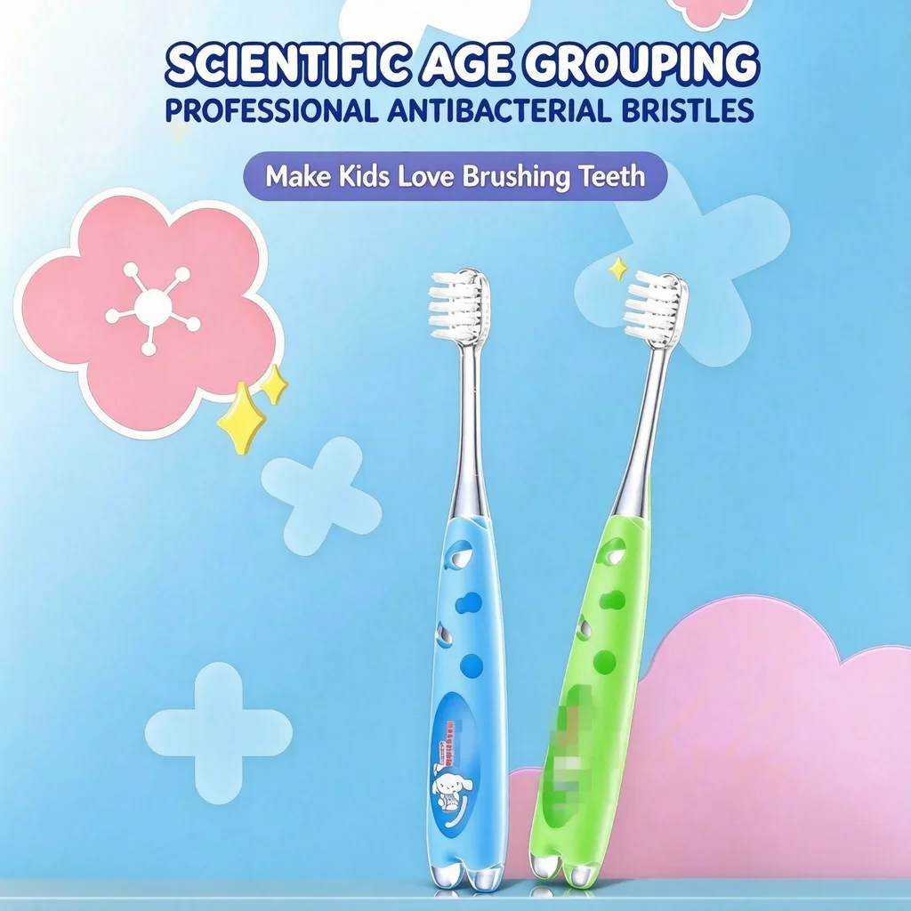 2Pcs Baby Children's Growth Toothbrush for 2 to 6 Years Old Kids, Small Head, Soft Bristles for Cleaning