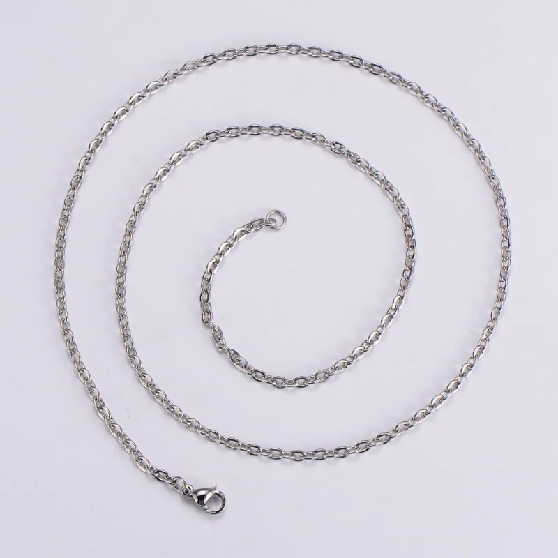 Waterproof women thin 18K gold plated stainless steel link Rolo cable chain necklace for jewelry making