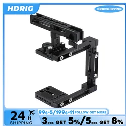 HDRIG Top Cheese Handle Grip Extension-type Half Camera Cage Kit with With Shoe Mounts &15mm Railblock for DSLR Camera 80D a7II