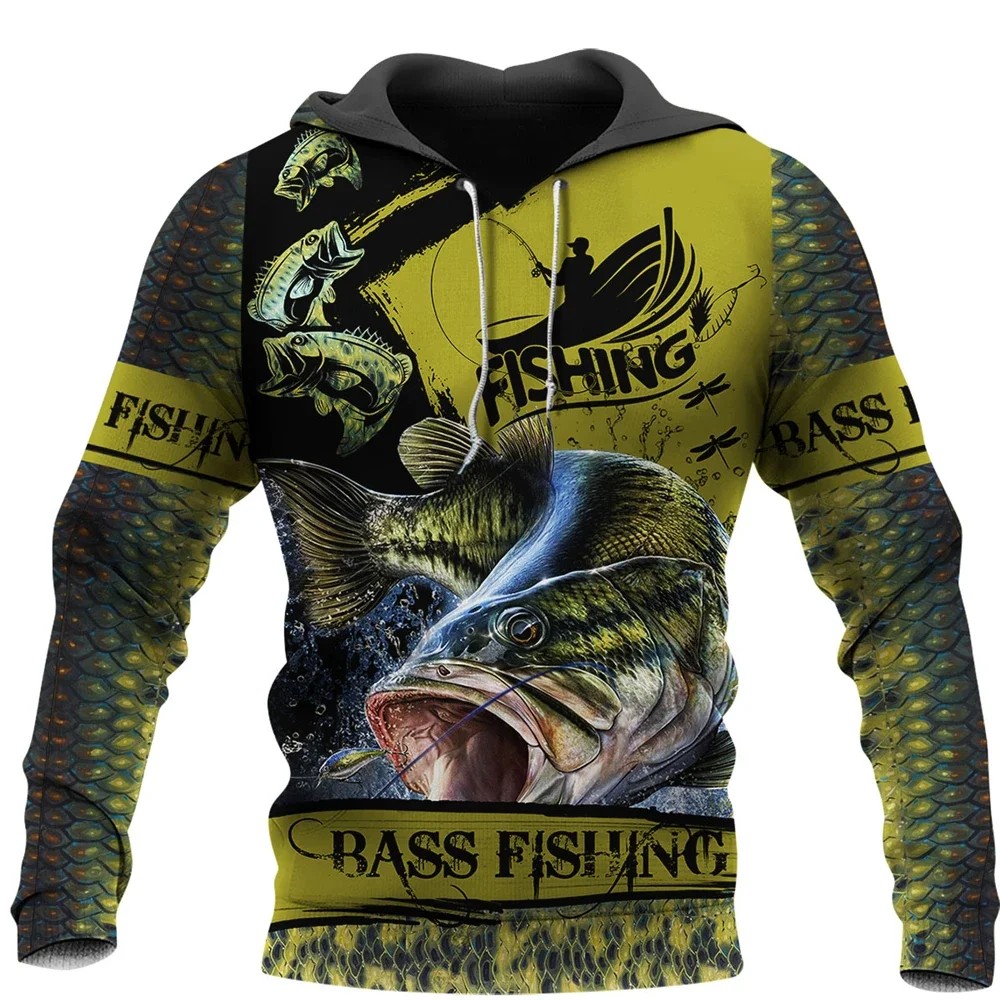 

New Fashion Sweatshirt Bass Fishing Series 3D Printing Sweatshirt Hoodie Zipper Hoodie Men's and Women's Hip Hop Street Pullover