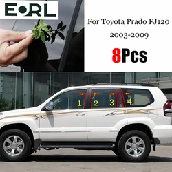For Toyota Land Cruiser Prado FJ120 2003 - 2009 Car Door Window Middle Column Trim Protection PC Black Strip Decoration Sticker