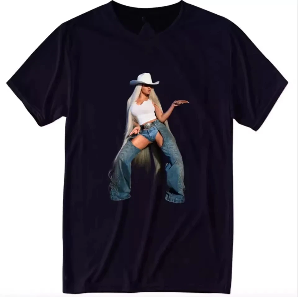 

Футболка Beyonce Cowboy Carter Ковбойская рубашка Carter Американский хип-хоп Рок с коротким рукавом Мужчины Женщины Большие размеры Повседневная с круглым вырезом