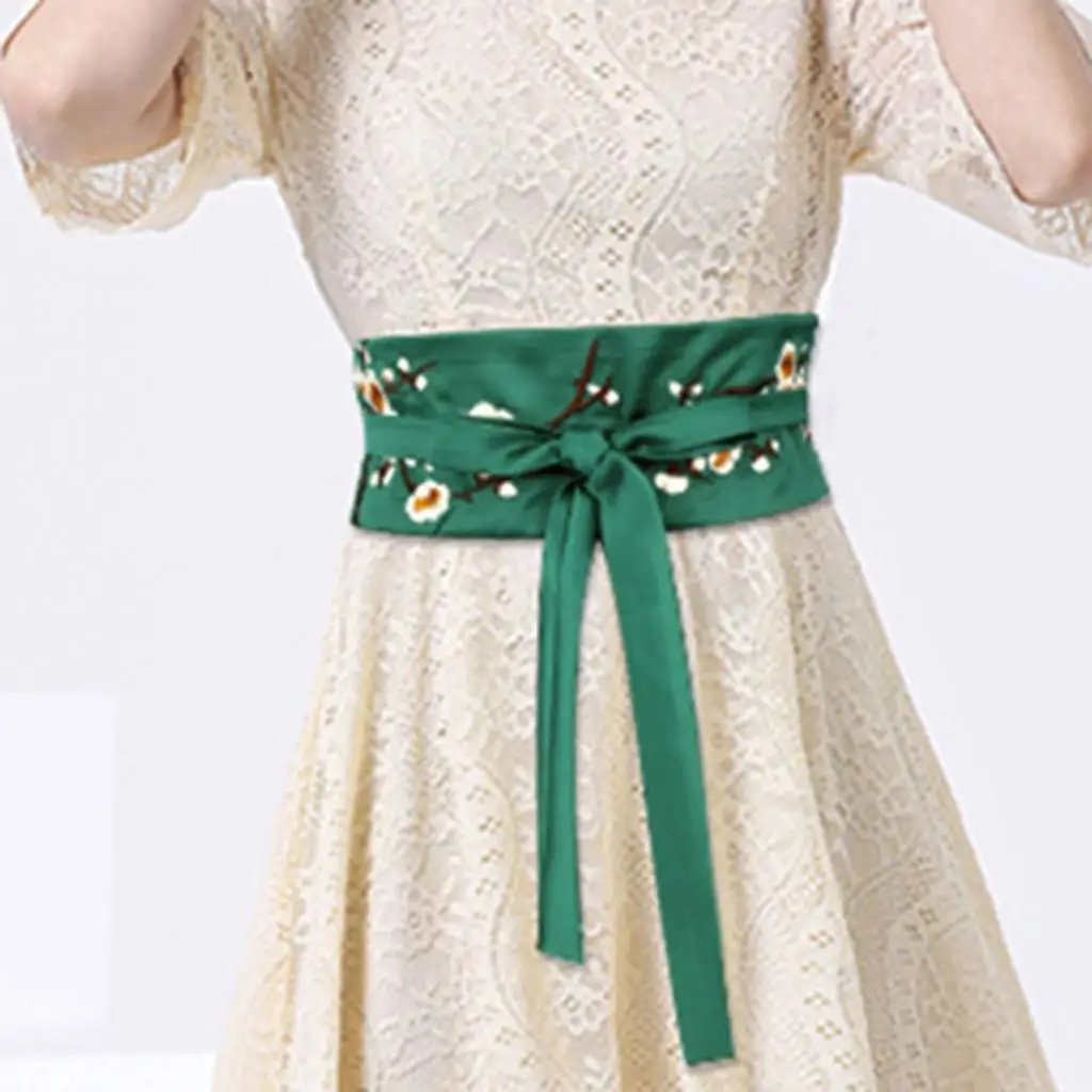 

Women's Waist Belt Tie Belt Wrap Belt Girdles Embroidered Flower Wide Belt For