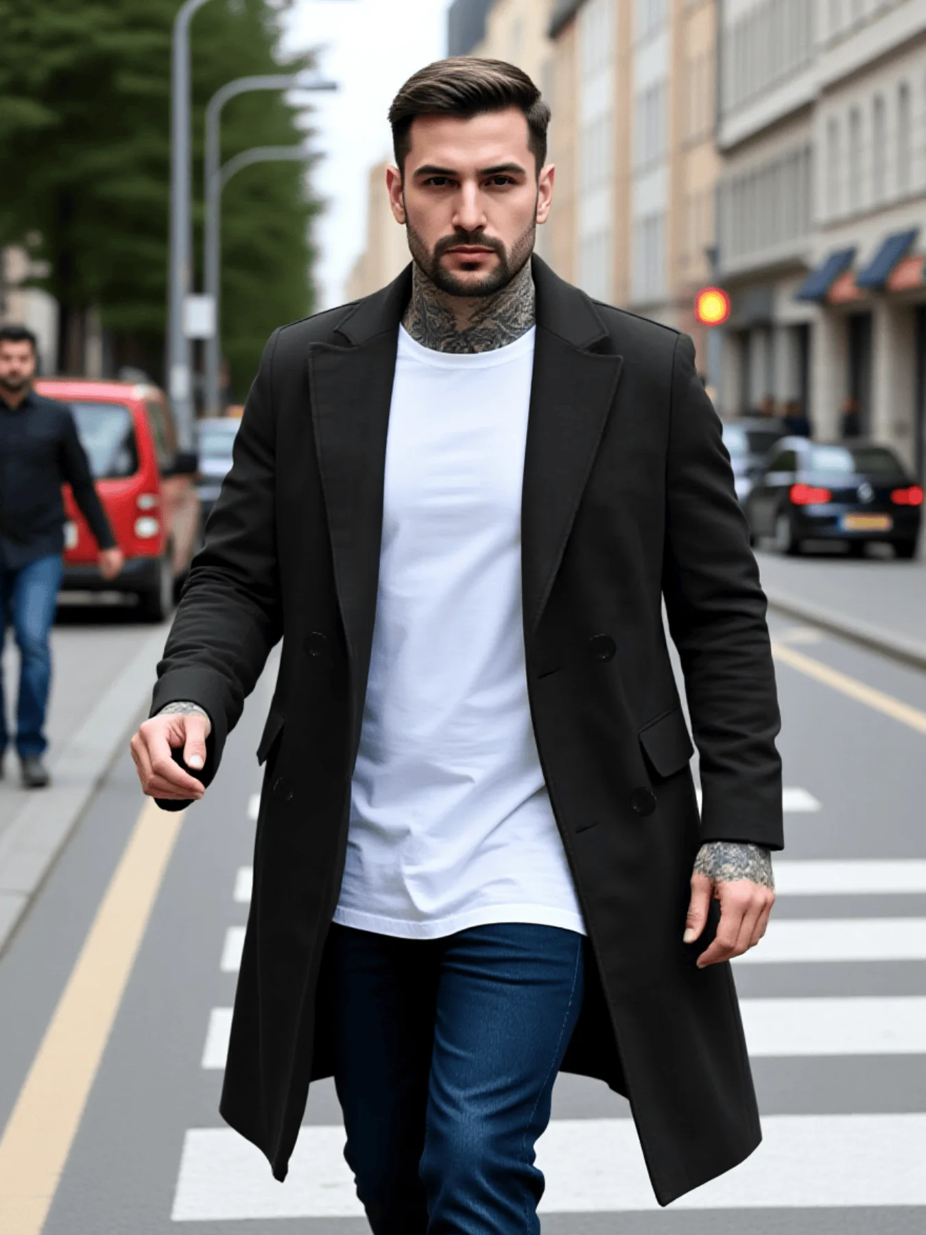 

New Woolen Overcoat Plus Size Tweed Overcoat Men's Jacket Outdoor Double-Breasted Jackets Streerwear Warm Fashion Wool Coat