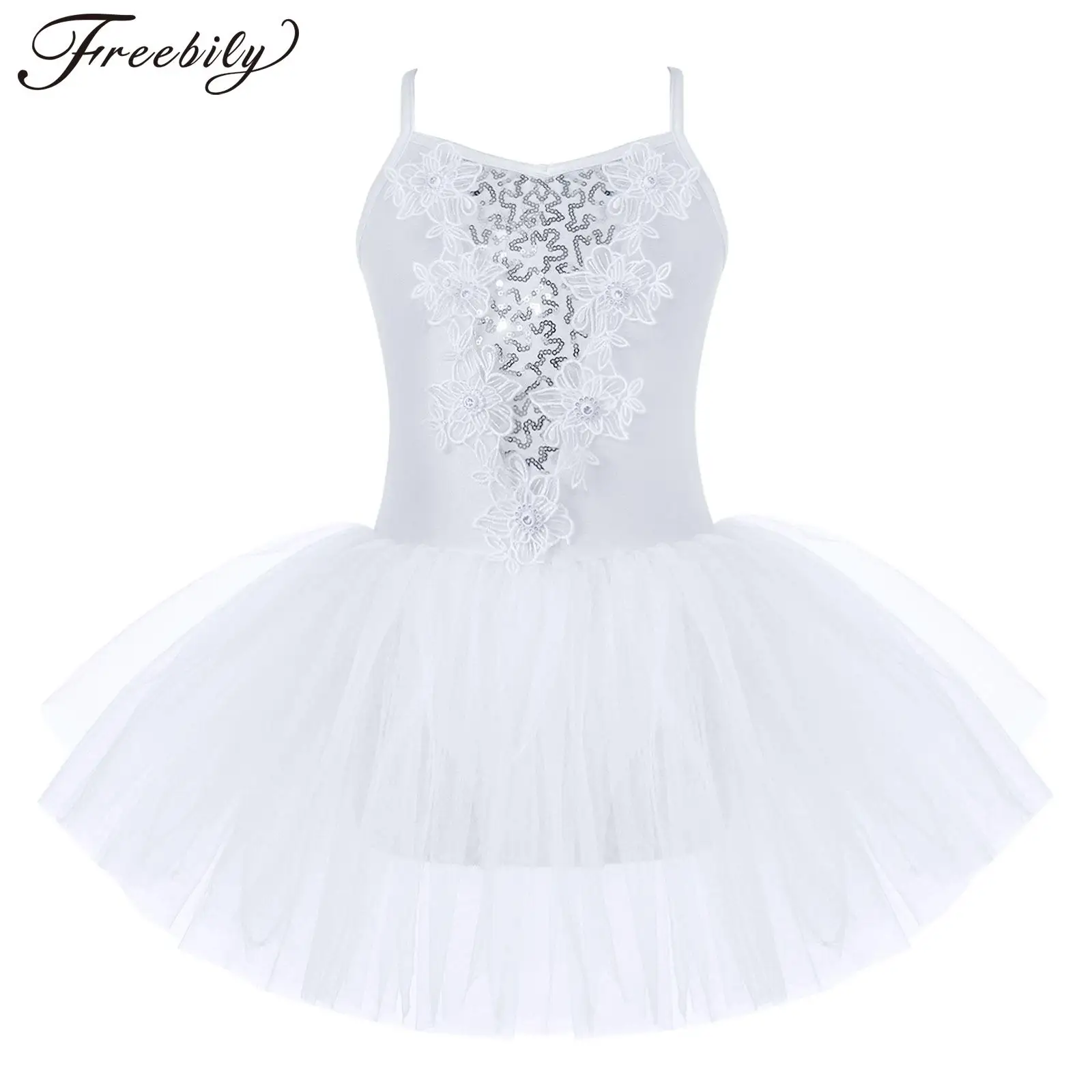 

Детская Балетная пачка для девочек, без рукавов, блестящее платье с блестками, женское Сетчатое платье для танцев с цветочным рисунком, танцевальная одежда для выступления на сцене